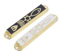 HOMSFOU Mezuzá Judaica de Metal Juego de 2 Piezas de 88Mm para Puerta Símbolos Religiosos Judíos