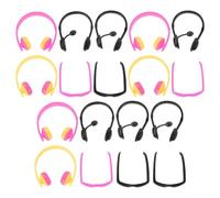 HOMSFOU Mini Auriculares para Muñecas y Gafas de Vestir de Plástico Accesorios de Disfraz en Miniatura para Manualidades DIY 18 Piezas Variadas de Colores Negro Rosa y Amarillo Decoración