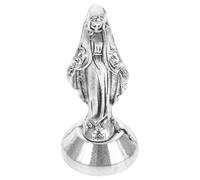 HOMSFOU Mini Estatua Santísima Madre María Rezando, Escultura Pequeña de 2x2x4.8 Cm en Color Plata Antigua, Figura Religiosa para Decoración Católica del Hogar y Altar, Adorno Espiritual