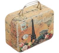 HOMSFOU Mini Maletín Metálico Retro para Pestañas Postizas Asa, Caja de Almacenamiento Práctica y Compacta para Viaje y Organización de Artículos Pequeños, Estuche Portátil para