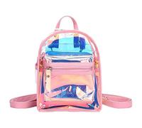 HOMSFOU Mochila Iridiscente para Mujer Ligera Amplio Espacio de Almacenamiento, Material Pvc Transparente Adecuado para Eventos en Estadios y Uso Casual