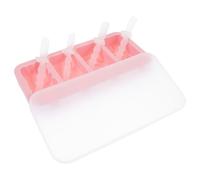 HOMSFOU Molde para Helados de Silicona 4 Piezas con Tapa y Palitos Reutilizables, Molde para Polos Caseros, Tamaño Compacto, Color Rosa, Apto para Preparar Helado Ñiño y Postres