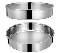 HOMSFOU Moldes para Pasteles Redondos 24 Cm de Acero Inoxidable, Juego 2 Piezas Base Plana, Resistentes Altas Temperaturas, Aptos para Hornear y Cocinar al Vapor en Cocina Doméstica