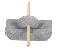 HOMSFOU Molinillo de Piedra Pequeño de 12 Cm para Té y Especias Manivela Resistente, Mortero Multifuncional para Cocina, Molinillo Manual Tradicional para Hojas de Té y Granos de Café