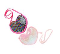 HOMSFOU Monedero Bandolera Infantil Forma de Corazón y Lentejuelas Brillantes, Bolso Cruzado para Niñas Pequeño, Práctico para Monedas y Regalos de Cumpleaños, Colores Rosa y Arcoíris