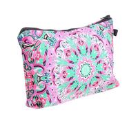 HOMSFOU Neceser de Maquillaje Portátil con Cremallera, Bolsa Organizadora de Cosméticos de Poliéster con Estampado 3D Floral Mandala, Adecuado para Viaje y Almacenamiento de Artículos