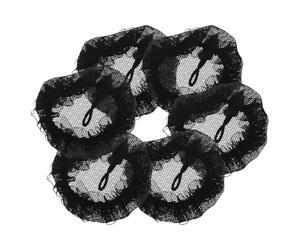 HOMSFOU para Moño de Encaje Grande 9,5 Cm Cordón Ajustable para Mujer Profesional 6 Piezas Red Transpirable Negra Auxiliar de Vuelo y Banca Uso Diario