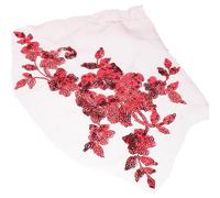 HOMSFOU Parche Bordado de Flores Vino Tinto Lentejuelas, Apliques Termoadhesivos para Ropa, Decoración de Poliéster 3d Pedrería, Adecuado para Chaquetas, Vestidos y Manualidades