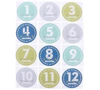 HOMSFOU Pegatinas del Mes para Ñiño Recién Nacido 1 a 12 Meses Accesorio Fotográfico para Embarazo Etiquetas Adhesivas de Papel Color Brillante para Fotos Conmemorativas de Bebés