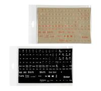 HOMSFOU Pegatinas para Teclado de Portátil y Escritorio en Inglés, 2 Hojas Letras Adhesivas en PVC, Fondo Texto y Fondo Transparente Texto, Compatibles Teclado QWERTY
