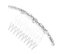 HOMSFOU Peine Lateral Metálico Cristales de Imitación Plateados, Accesorio Cabello Elegante, Decoración Artesanal para Bodas y Fiestas, Peine de Aleación para Mujer