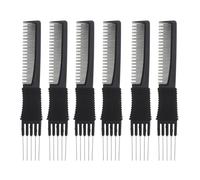 HOMSFOU Peines Cabello Profesionales de Acero Inoxidable, 6 Piezas Multifunción para Cardar y Peinar, Accesorios para Cabello Rizado y Liso en Peluquería