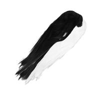 HOMSFOU Peluca de Mujer Bicolor Resistente al Calor y Ajustable para Halloween y Entretenimiento, Estilo Mitad Negra Mitad Clara Diseño Moderno y Cómodo