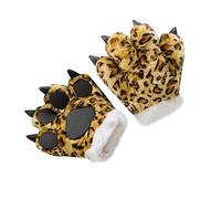HOMSFOU Peluche de animal, 1 unidad, cosplay, huellas de animales, simulación de patas, guantes de garras, zapatillas de casa, accesorios de disfraz (estampado de leopardo), juguete para niños