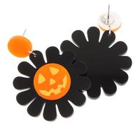 HOMSFOU Pendientes de Halloween para Mujer Diseño de Calabaza Sonriente y Girasol, Suaves y Cómodos, Hechos de Acrílico y Metal para Festivales y Diversas Ocasiones
