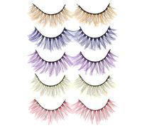 HOMSFOU Pestañas Postizas Exageradas para Cosplay, 5 Piezas Diseño de Plumas, Color Aleatorio, Reutilizables y Decorativas para Fiesta y Maquillaje Teatral