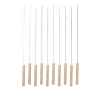 HOMSFOU Pinchos para Asar de Acero Inoxidable Mango de Madera, 10 Unidades Reutilizables para Brochetas de Carne, Verduras y Mariscos en Camping y Parrillas al Aire Libre