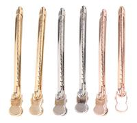 HOMSFOU Pinzas Pelo de Peluquería, Set de 6 Clips Metálicos Función de Fijación y Volumen, Accesorio para Peinados y Rastas en Salones y Casa