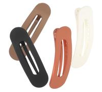 HOMSFOU Pinzas Pelo Planas Mate 4 Piezas Colores Beige, Ámbar, Negro y Marrón, Clips para Cabello para Mujer y Niña, Accesorios para Peinados Diarios y Cabello Grueso