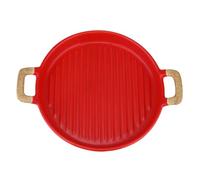 HOMSFOU Plato de Ensalada Cerámico de 20 Cm, Estilo Nórdico Doble Asa, Color Rojo Mate, Plato para Postres y Aperitivos, Adecuado para Cocina Casera y Restauración