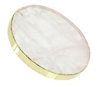 HOMSFOU Posavasos De Cuarzo Rosa Posavasos De Barra Redonda con Borde Dorado De Cristal Rosa Natural Posavasos para Bebidas Posavasos Posavasos para Tazas De Té Portavasos De Cristal