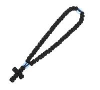HOMSFOU Pulsera Cruzada Negra Tejida para Hombres y Mujeres, Joyería de Muñeca Religiosa Cruz Decorativa, Pulsera de Oración Resistente Decoloración, Accesorio Espiritual para Uso Diario
