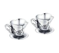 HOMSFOU Pulsera De Cuentas Con Dijes De Tazas De Té Vintage 2 Unidades Estilo Festival Decorativa Delicada Para Decorar Las Manos Elegante De Plata De Ley S925