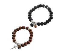 HOMSFOU Pulsera de Cuentas de Madera para Hombre y, 2 Piezas Resistentes Que No Se Rompen Fácilmente, Diseño Creativo y Elegante para Fiesta