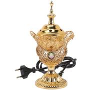 HOMSFOU Quemador de Incienso eléctrico de Lujo, Quemador carbón Vegetal, Iglesia, Incienso, Oriente Medio Yoga SPA Aromaterapia (Enchufe EU) Dorado