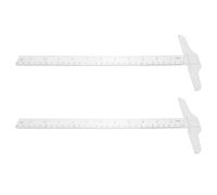 HOMSFOU Reglas en Forma de T de Plástico Transparente 30 Cm, Juego de 2 Piezas, Escala Métrica y Imperial, Flexibles, para Dibujo Técnico y Suministros Escolares de Medición