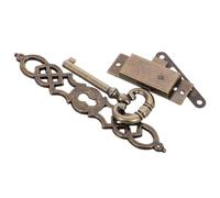 HOMSFOU Reloj de Pie Antiguo de Metal Cerradura Mecánica y Llave, Bisagras y Cilindro de Puerta para Bricolaje, Accesorios Vintage para Reloj de Pared Náutico Grande, Kit Completo de 4