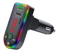 HOMSFOU Reproductor Mp3 Inalámbrico para Coche 12v-24v Adaptador de Carga Doble USB Transmisor FM 5.0 Compatible Dispositivos Móviles Uso Automóviles Diseño Práctico Color Negro