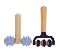 HOMSFOU Rodillo de Masaje Muscular de Madera 2 Piezas, Mini Rodillo de Mano Cuentas para Brazos y Pies, Herramienta Manual Ergonómica para Alivio y Esculpir Músculos en Casa y Oficina
