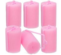 HOMSFOU Rulos de Esponja Suaves para Rizar el Cabello 6 Unidades Tamaño sin Calor para Mujeres Uso Nocturno para Peinar y Moldear Flequillo Rosa