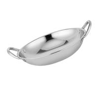 HOMSFOU Sartén Wok Redondo Acero Inoxidable 26 Cm para Cocina Menaje de Cocina Hogar Resistentes al Calor Rápida y Uniforme