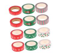 HOMSFOU Set de 12 Cintas Washi Navideñas Decorativas de Papel 10 Metros Cada Una para Scrapbooking y Envolver Regalos Diseños Festivos Variados sin Residuos Ideales para Manualidades