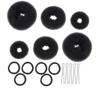 HOMSFOU Set de Peinado Cabello 15 Piezas Negro Pinzas en U, Bandas Elásticas de Alta Elasticidad y Moldes de Dona, Herramientas para Trenzar y Diseñar Moños, Accesorios para Cabello