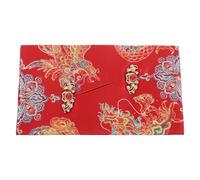 HOMSFOU Sobres Rojos de Tela con Diseño Chino Tradicional Nudo Dragón y Fénix para Boda y Año Bolsillos para Dinero Suerte Regalo para Novios y Festividades
