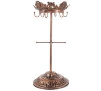 HOMSFOU Soporte de Joyas de Hierro Forjado Vintage, Estante de Doble Capa para Organizar Anillos y Collares, Organizador Metálico para Escritorio y Tocador, Adecuado para Almacenamiento