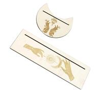 HOMSFOU Soporte para Cartas del Tarot de Madera Hecho a Mano, Tamaño Mediano, Forma de Luna, Accesorio para Altar de Adivinación, Portátil para Uso en Espacios Pequeños, Juego de Soporte
