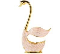 HOMSFOU Soporte para Cucharas de Café y Postre Base de Cisne Metálica Dorada, Organizador de Cucharillas para Cocina y Comedor, Accesorio Multifuncional para Hogar y Utensilios