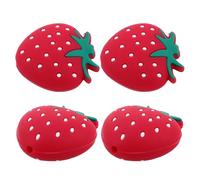 HOMSFOU Tapones para Agujas de Tejer 4 Piezas, Protectores de Silicona en Forma de Fresa, Fundas para Puntas de Aguja, Accesorios de Tejido para Principiantes, Protección Segura