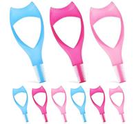 HOMSFOU Tarjeta de Protección de Rímel Cristal 9 Piezas Multifuncional para Pestañas, Aplicador Reutilizable, Peine para Cejas, Guía para Maquillaje en Colores Rosa, Azul y Fucsia,