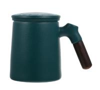 HOMSFOU Taza de Té Cerámica con Infusor y Tapa, Juego de 3 Piezas Verde, Taza con Filtro para Hojas Sueltas, Mango Ergonómico Resistente al Calor, Adecuado para Oficina y Casa