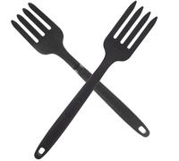 HOMSFOU Tenedores de Silicona Antiadherentes para Pasta y Ensalada, 2 Piezas Negras, Multifunción, Ergonómicos y Resistentes al Calor, Utensilios Prácticos para Cocina y Servir