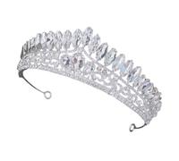 HOMSFOU Tiara de Boda para Mujer Cristales de Diamante en Forma de Ojo de Caballo, Color Plata, Accesorio para Cabello de Novia Adecuado para Cumpleaños, Fiestas y Graduaciones