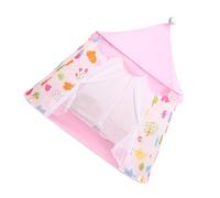 HOMSFOU Tienda de Campaña para Casa de Juegos Infantil Castillo Tipi Rosa Dibujos Animados y Malla Protectora para Guardar Juguetes y Juegos al Aire Libre