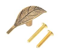 HOMSFOU Tiradores de Cajón Vintage en Forma de Hoja de Latón Macizo con Acabado Envejecido, Manijas para Puertas de Armarios y Gabinetes, Estilo Rústico para Cocina y Dormitorio,