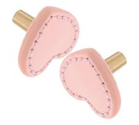HOMSFOU Tiradores de Cajones en Forma de Corazón de Latón Tirador de Cuero Rosa, 2 Piezas para Armarios y Muebles Infantiles, Pomos Modernos para Habitación Infantil y Tocador