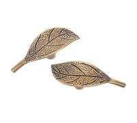 HOMSFOU Tiradores de Puerta de Latón en Forma de Hoja Vintage 2 Piezas, Perillas Metálicas para Muebles de Cocina y Armarios, Herrajes Decorativos Resistentes Oxidación para Cajones